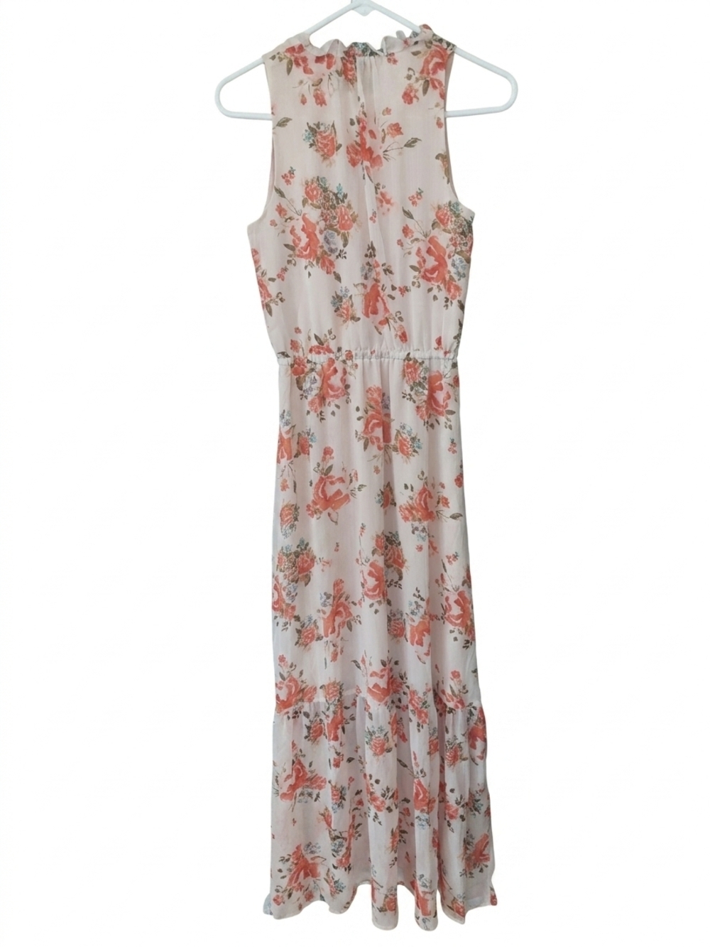 Mossimo Floral Sleeveless Maxi Dress XS Peach Orange Boho Tiered Cottagecore - Picture 3 of 10